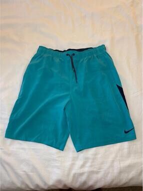 Nike Contend Volley Blue Green Mesh Lined Swim Short Large Men's
